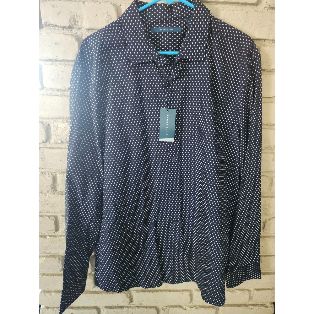 NWT Perry Ellis Mens Long Sleeve Button Down Shirt